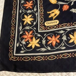 Navy and Dark Beige polyester scarf